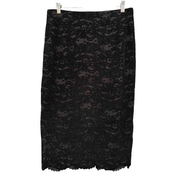 Chico’s Black Lace Pencil Skirt Lined Sheath Size 0 (US 4) - Picture 1 of 6